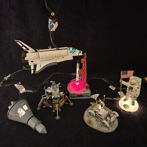 Space program Six Vintage Hallmark Ornaments. Lights and Lights and Sound